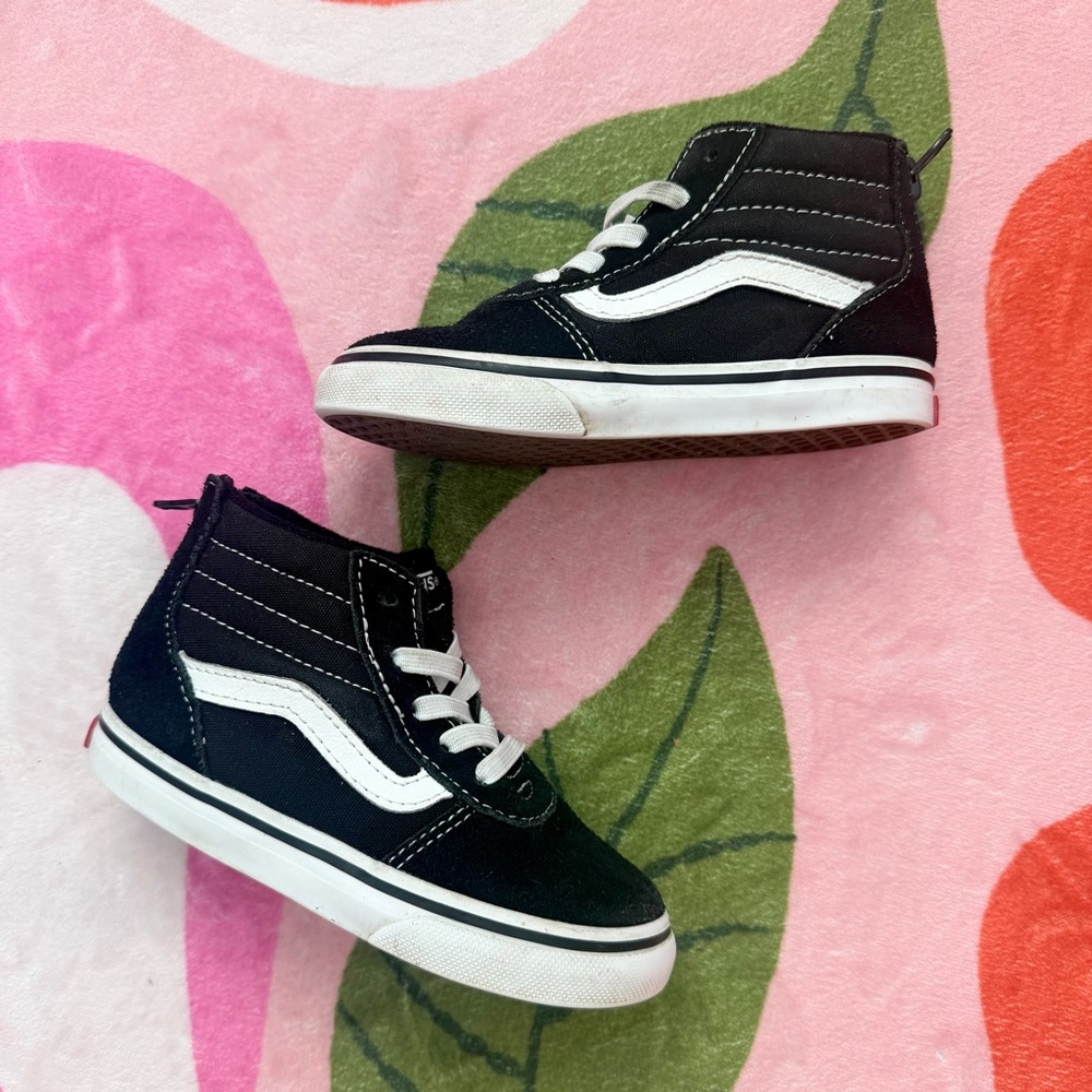 Vans Kids High-Top Canvas Sneakers - Black White
